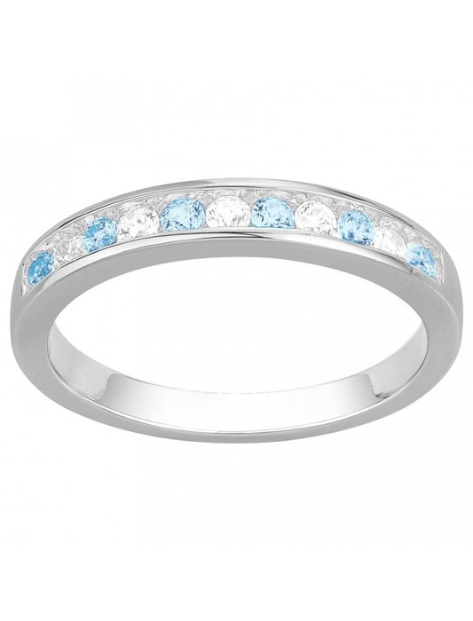 BAGUE ARGENT RHODIE - ZIRCONIA - TOPAZE SYNTHETIQUE