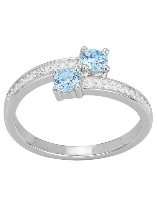 BAGUE ARGENT RHODIE - ZIRCONIA - TOPAZE SYNTHETIQUE