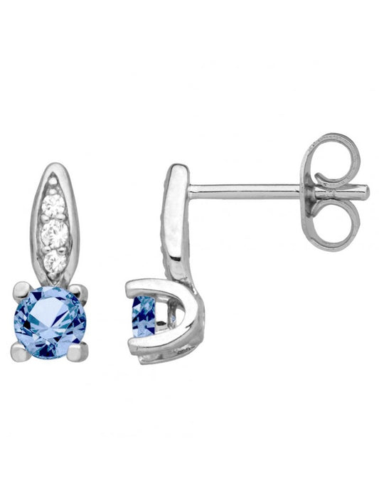BOUCLES D'OREILLES ARGENT RHODIE - ZIRCONIA - TOPAZE SYNTHETIQUE