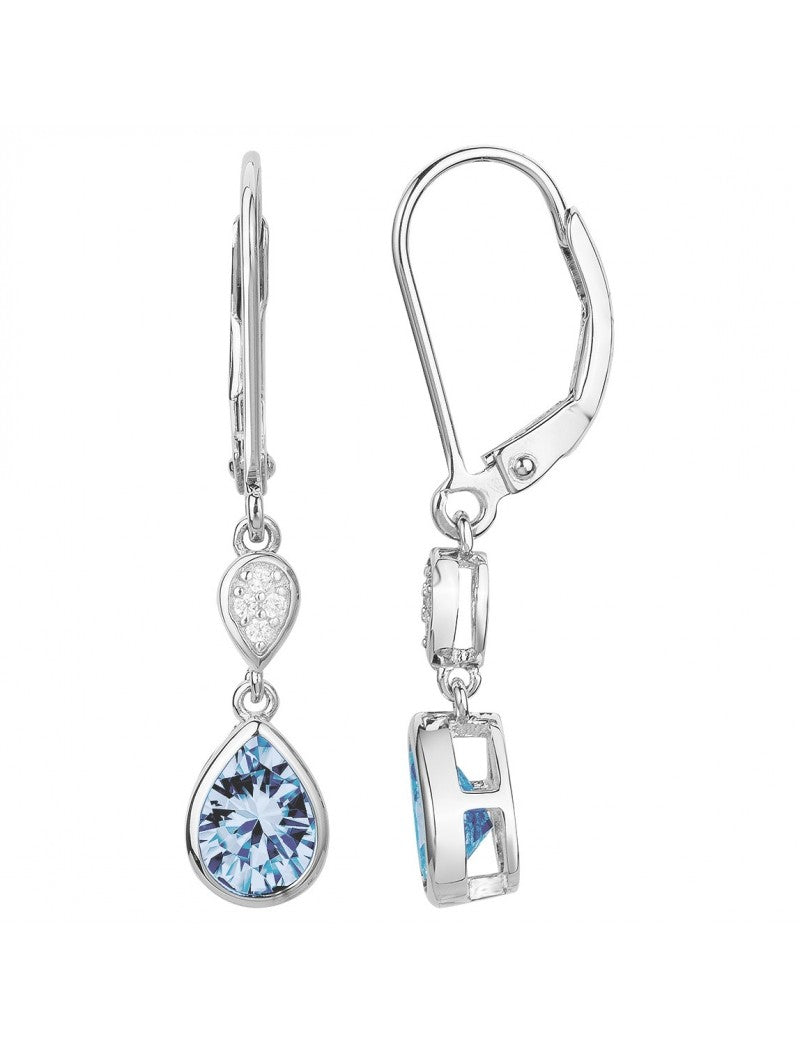 BOUCLES D'OREILLES ARGENT RHODIE - ZIRCONIA - TOPAZE SYNTHETIQUE