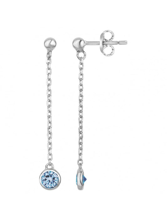 BOUCLES D'OREILLES ARGENT RHODIE - TOPAZE SYNTHETIQUE