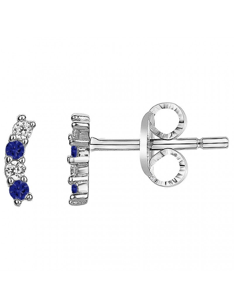 BOUCLES D'OREILLES ARGENT RHODIE - SAPHIR SYNTHETIQUE - ZIRCONIA