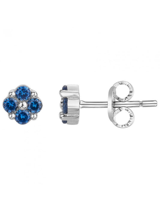 BOUCLES D'OREILLES ARGENT RHODIE - SAPHIR SYNTHETIQUE