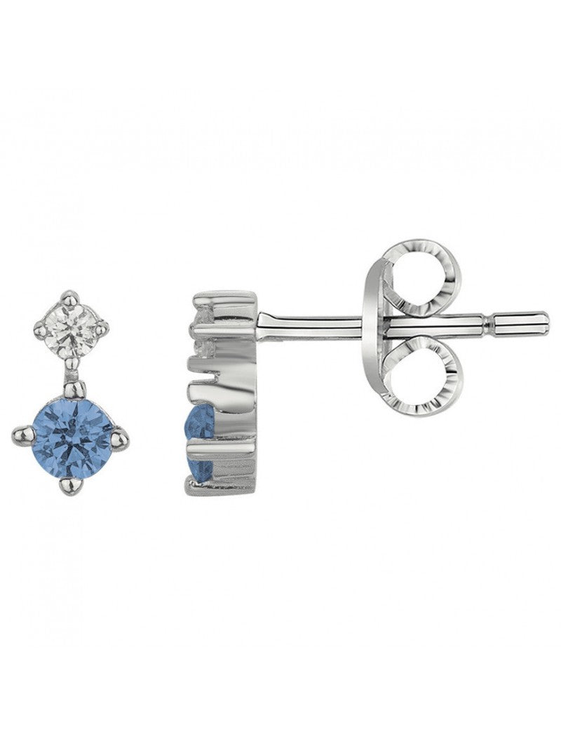 BOUCLES D'OREILLES ARGENT RHODIE - ZIRCONIA - TOPAZE SYNTHETIQUE