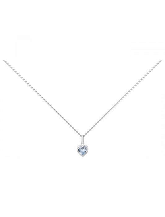COLLIER ARGENT RHODIE - TOPAZE SYNTHETIQUE - ZIRCONIA - CŒUR