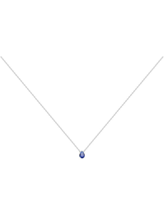 COLLIER ARGENT RHODIE - SAPHIR SYNTHETIQUE