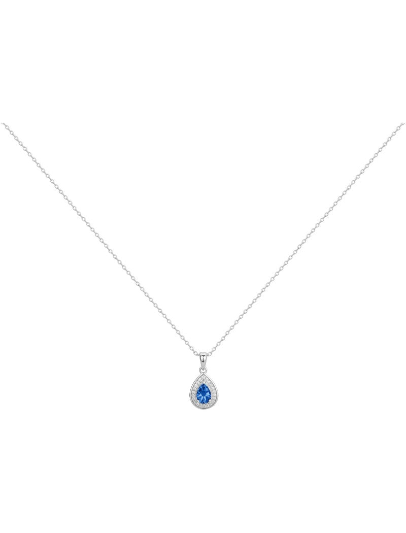COLLIER ARGENT RHODIE - SAPHIR SYNTHETIQUE - ZIRCONIA