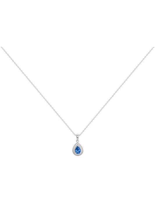 COLLIER ARGENT RHODIE - SAPHIR SYNTHETIQUE - ZIRCONIA