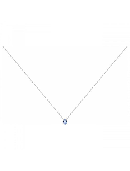 COLLIER ARGENT RHODIE - TOPAZE SYNTHETIQUE