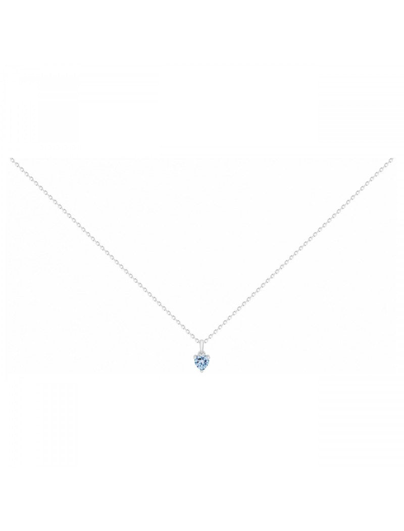 COLLIER ARGENT RHODIE - TOPAZE SYNTHETIQUE - CŒUR