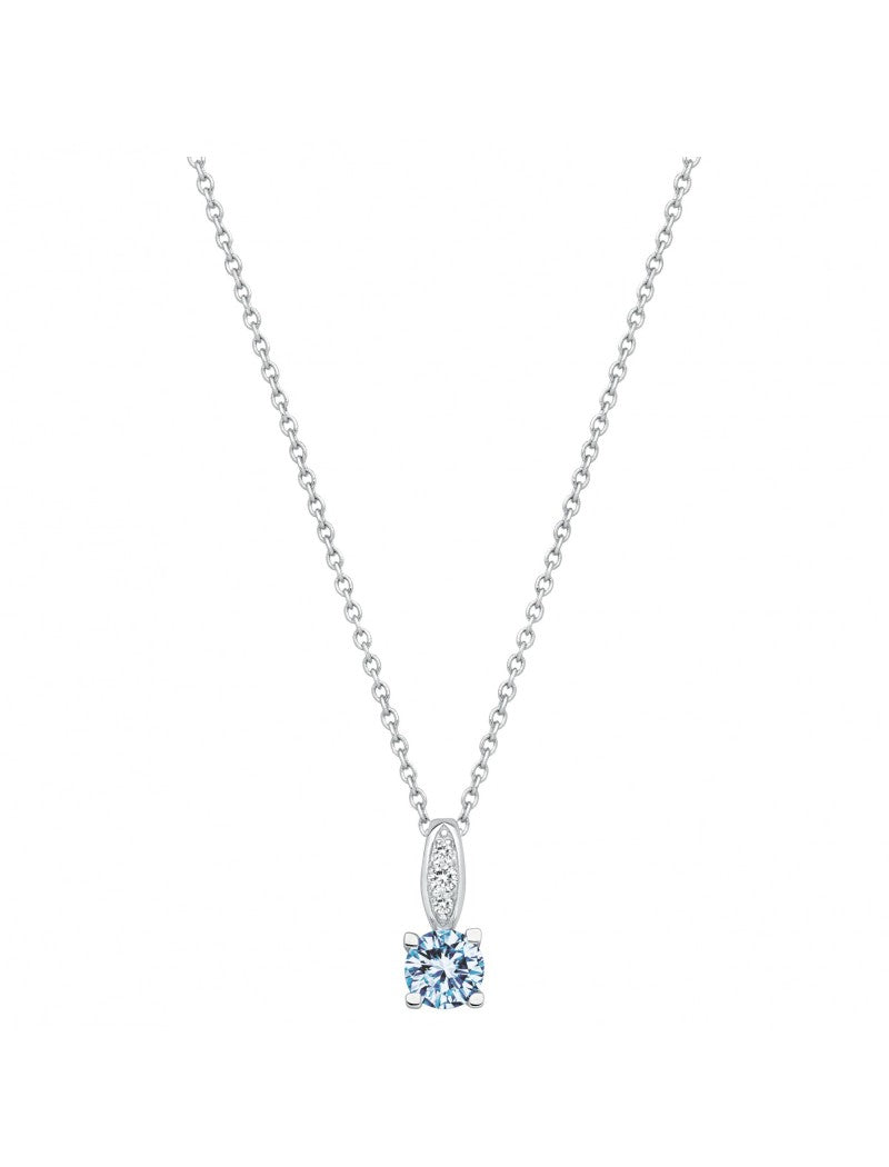 COLLIER ARGENT RHODIE - TOPAZE SYNTHETIQUE - ZIRCONIA