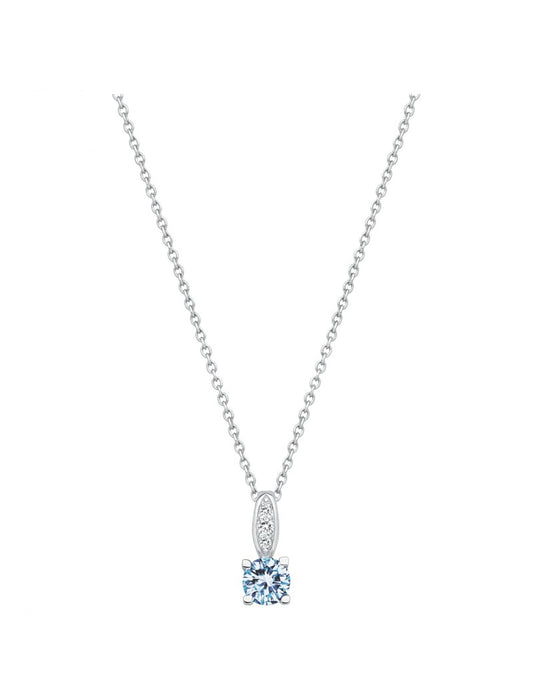 COLLIER ARGENT RHODIE - TOPAZE SYNTHETIQUE - ZIRCONIA
