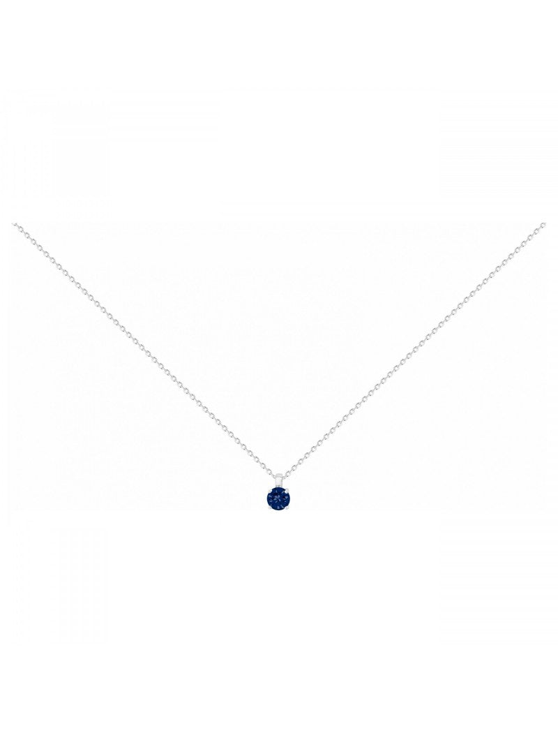 COLLIER ARGENT RHODIE - SAPHIR SYNTHETIQUE
