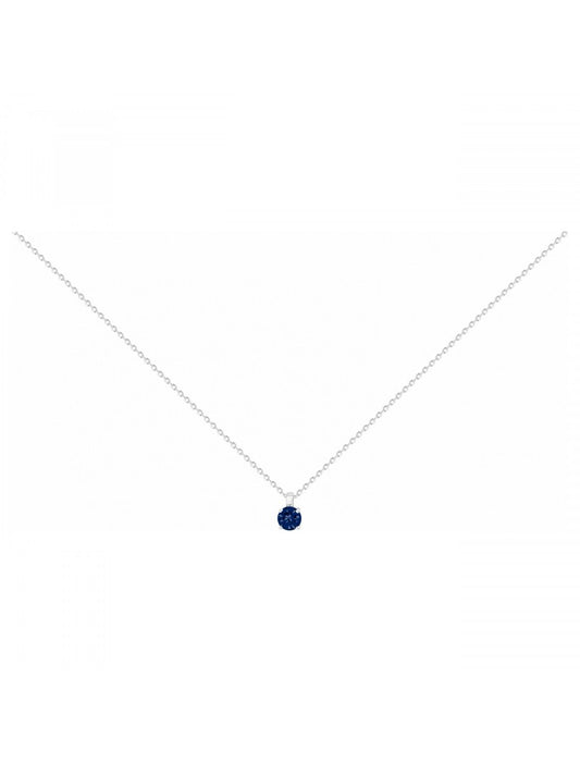 COLLIER ARGENT RHODIE - SAPHIR SYNTHETIQUE