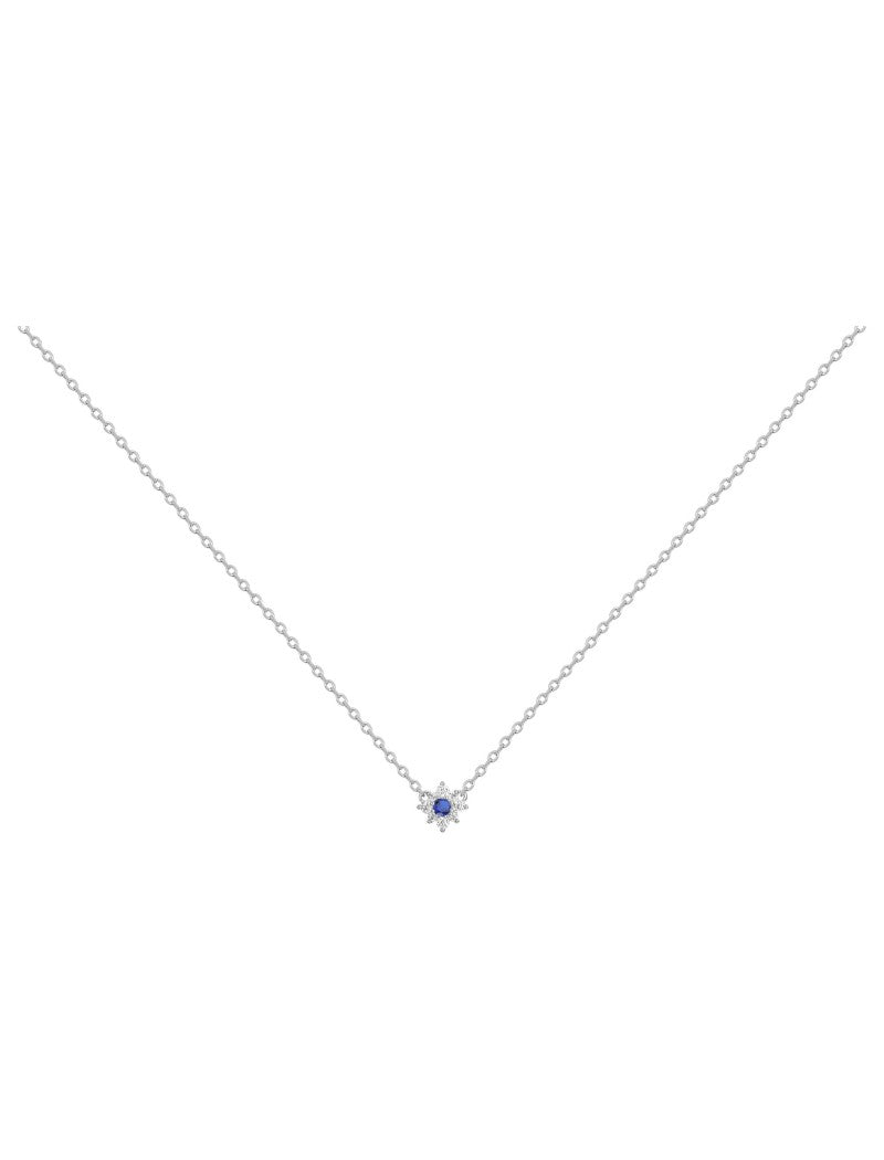 COLLIER ARGENT RHODIE - SAPHIR SYNTHETIQUE - ZIRCONIA