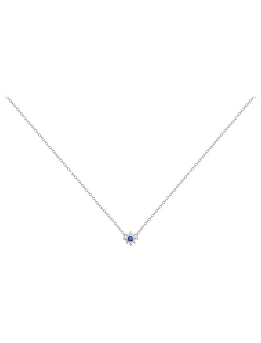 COLLIER ARGENT RHODIE - SAPHIR SYNTHETIQUE - ZIRCONIA