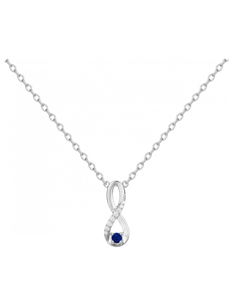 COLLIER ARGENT RHODIE - SAPHIR SYNTHETIQUE - ZIRCONIA - INFINI