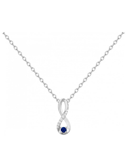 COLLIER ARGENT RHODIE - SAPHIR SYNTHETIQUE - ZIRCONIA - INFINI