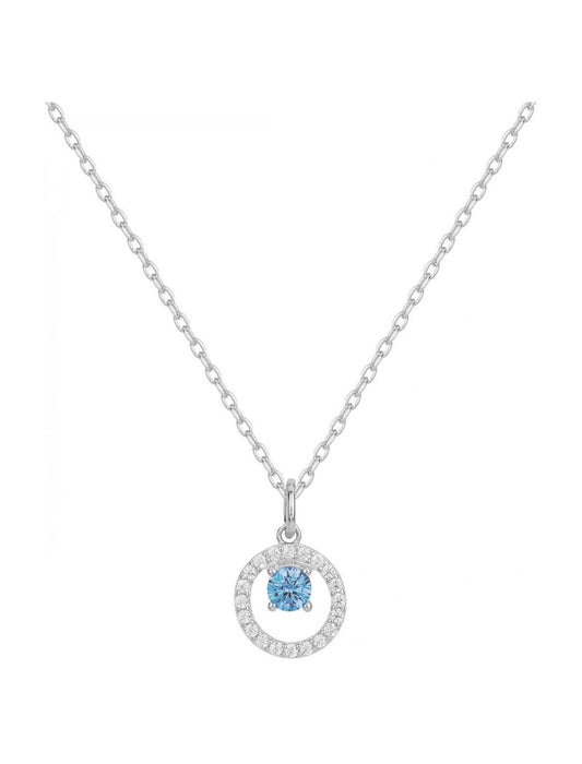 COLLIER ARGENT RHODIE - TOPAZE SYNTHETIQUE - ZIRCONIA