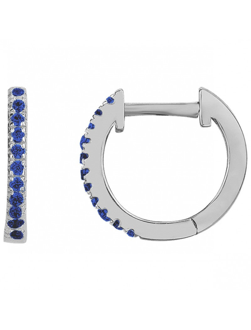 CREOLES ARGENT RHODIE - SAPHIR SYNTHETIQUE