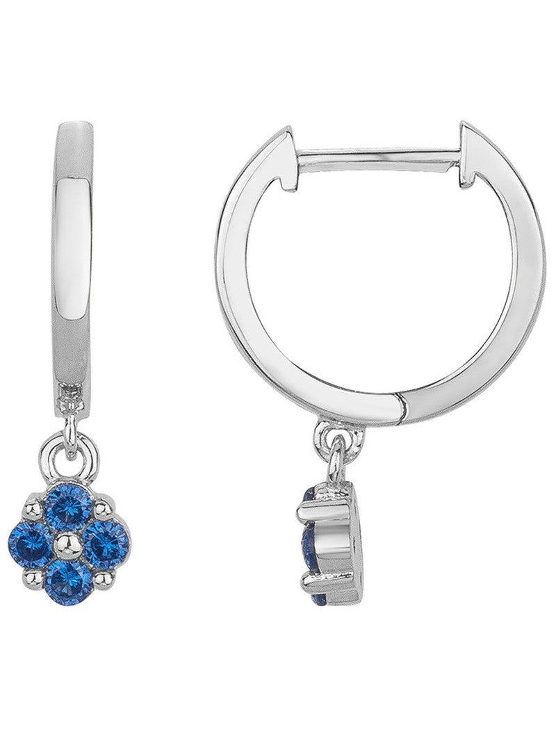 CREOLES ARGENT RHODIE - SAPHIR SYNTHETIQUE