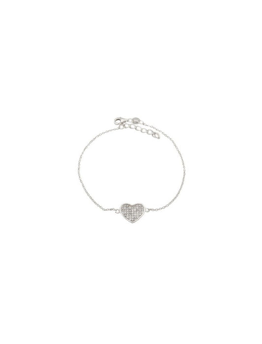 BRACELET ARGENT RHODIE - ZIRCONIA - COEUR