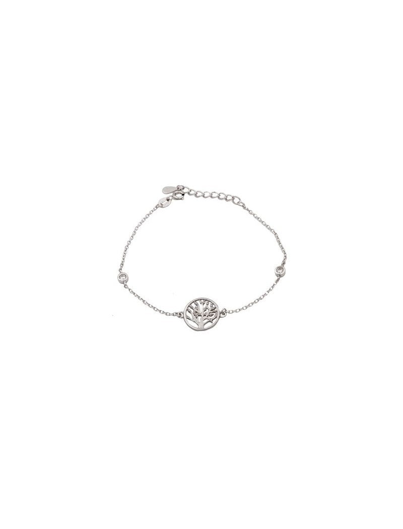 BRACELET ARGENT RHODIE - ARBRE DE VIE - ZIRCONIA