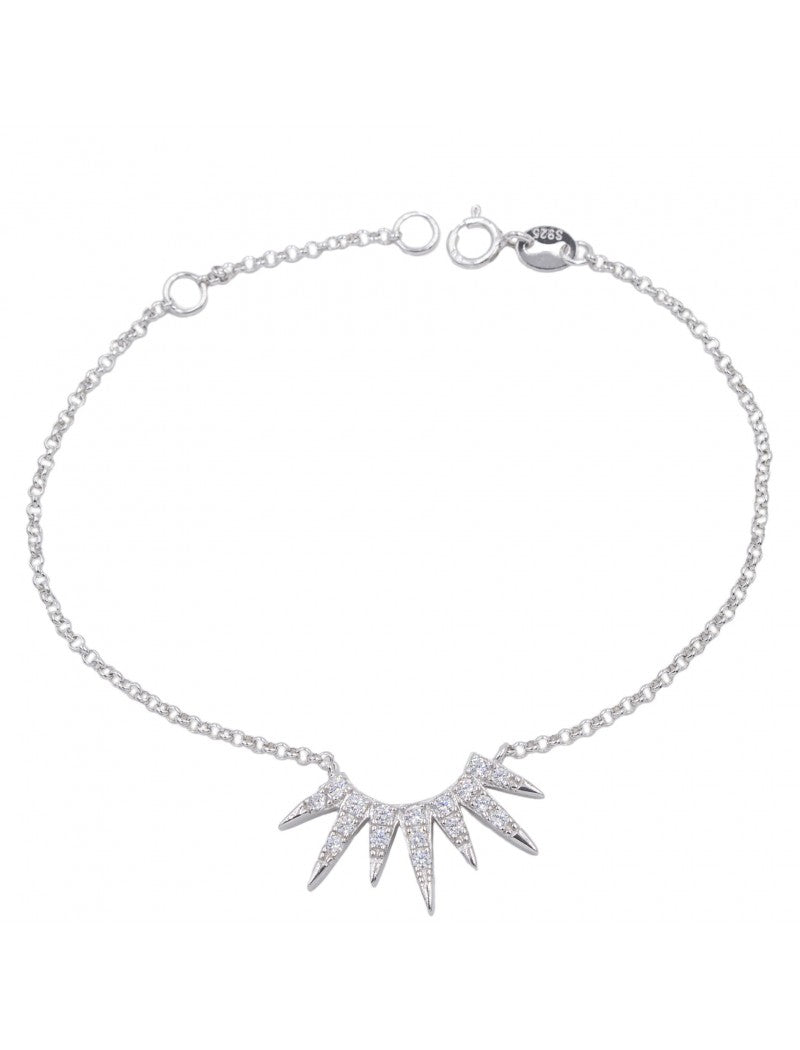 BRACELET ARGENT RHODIE - ZIRCONIA - 16+2 CM