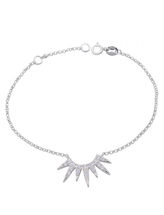 BRACELET ARGENT RHODIE - ZIRCONIA - 16+2 CM