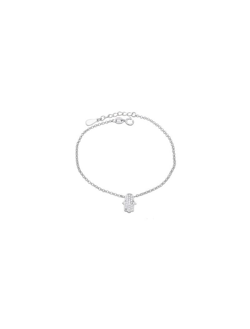 BRACELET ARGENT RHODIE - MAIN DE FATMA - ZIRCONIA