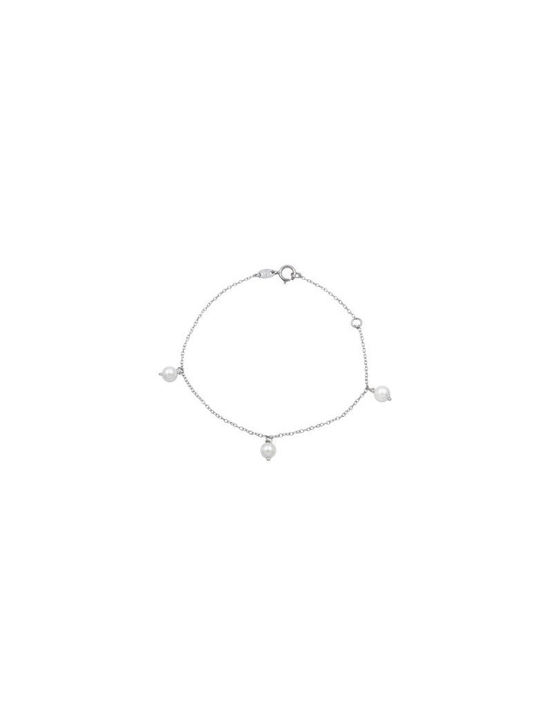 BRACELET ARGENT RHODIE - PERLE SYNTHETIQUE