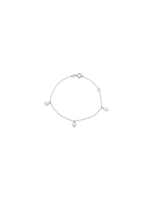 BRACELET ARGENT RHODIE - PERLE SYNTHETIQUE