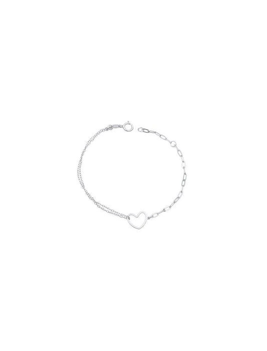 BRACELET ARGENT RHODIE - COEUR