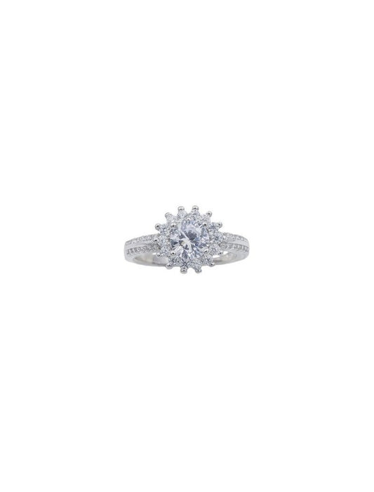 BAGUE ARGENT RHODIE - ZIRCONIA