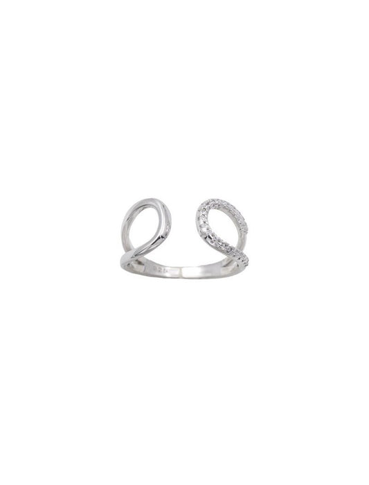 BAGUE ARGENT RHODIE - ZIRCONIA
