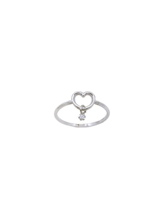 BAGUE ARGENT RHODIE - COEUR - ZIRCONIA