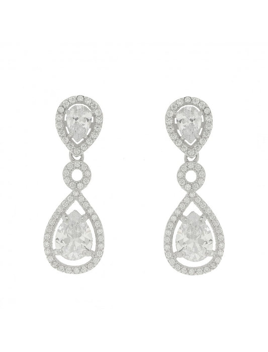 BOUCLES D'OREILLES ARGENT RHODIE - PENDANTES - ZIRCONIA