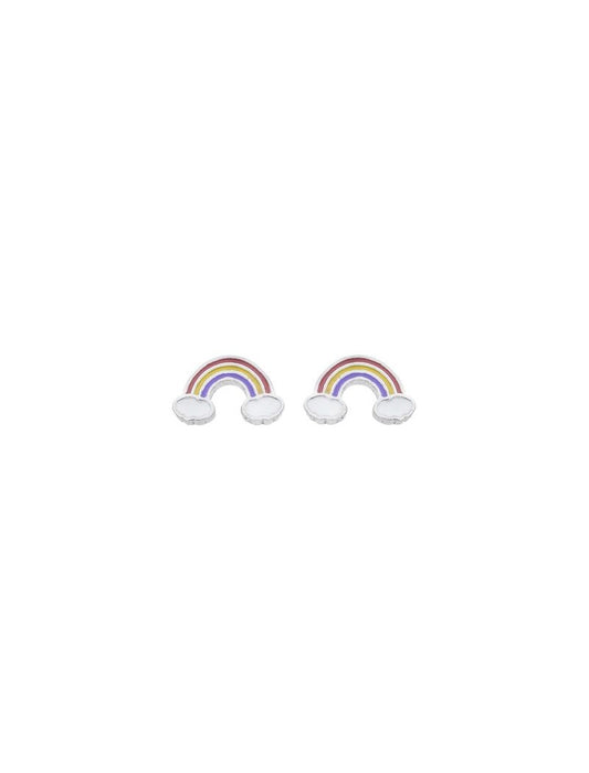 BOUCLES D'OREILLES ARGENT RHODIE - ARC EN CIEL - EMAIL MULTICOLORE