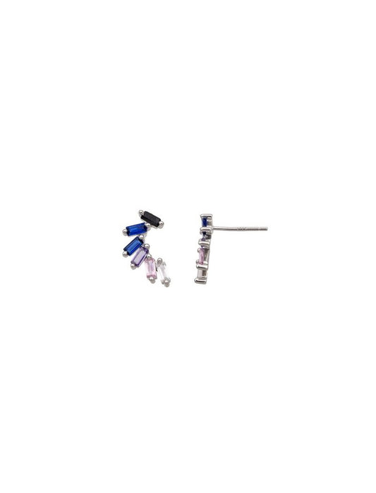 BOUCLES D'OREILLES ARGENT RHODIE - ZIRCONIA MULTICOLORE