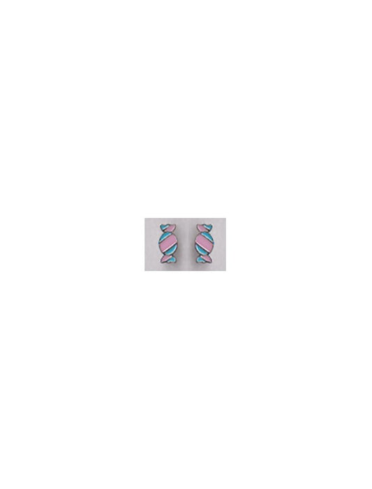 BOUCLES d'OREILLES ARGENT RHODIE - BONBON - LAQUE