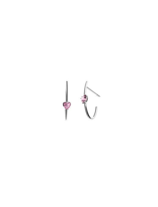 BOUCLES D'OREILLES ARGENT RHODIE - S. QUARTZ ROSE - COEUR