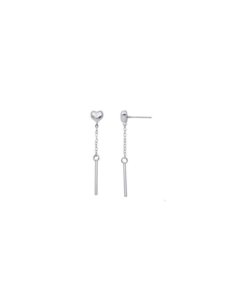 BOUCLES D'OREILLES ARGENT RHODIE - COEUR