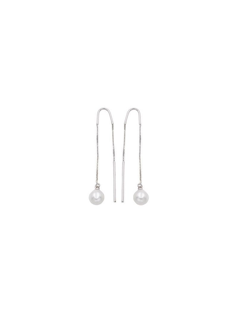 BOUCLES D'OREILLES ARGENT RHODIE - PERLE DE CULTURE