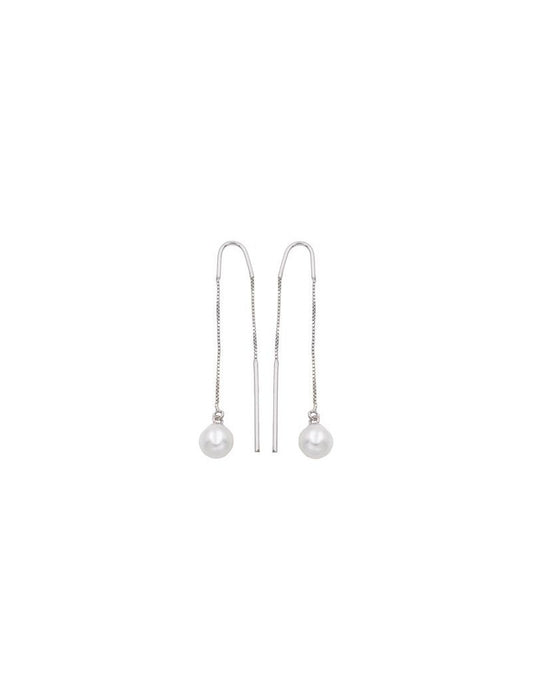 BOUCLES D'OREILLES ARGENT RHODIE - PERLE DE CULTURE