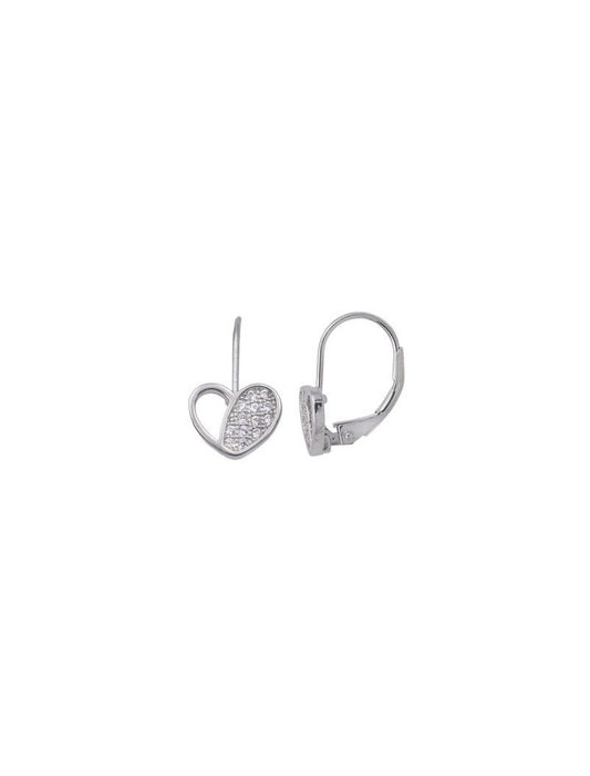 BOUCLES D'OREILLES ARGENT RHODIE - ZIRCONIA - COEUR