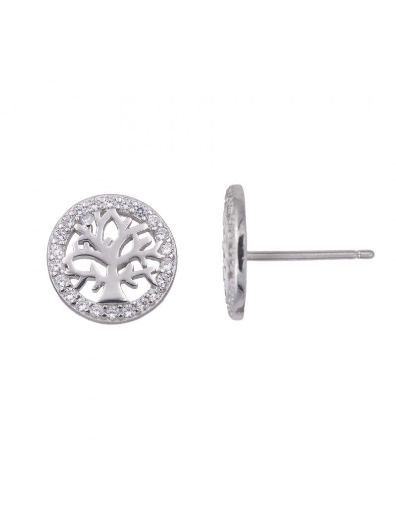 BOUCLES d'OREILLES ARGENT - ARBRE - ZIRCONIA