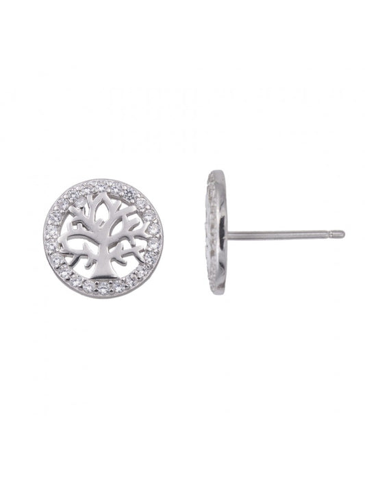 BOUCLES d'OREILLES ARGENT - ARBRE - ZIRCONIA