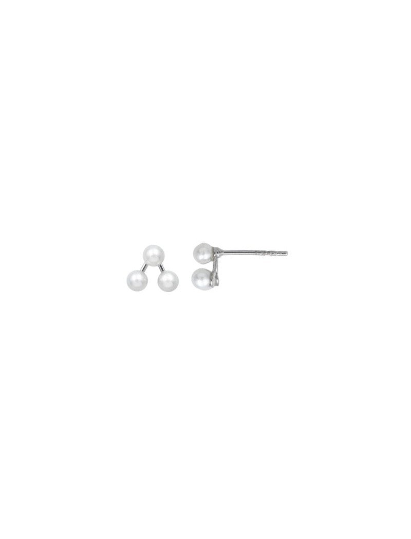 BOUCLES D'OREILLES ARGENT RHODIE - PERLE SYNTHETIQUE