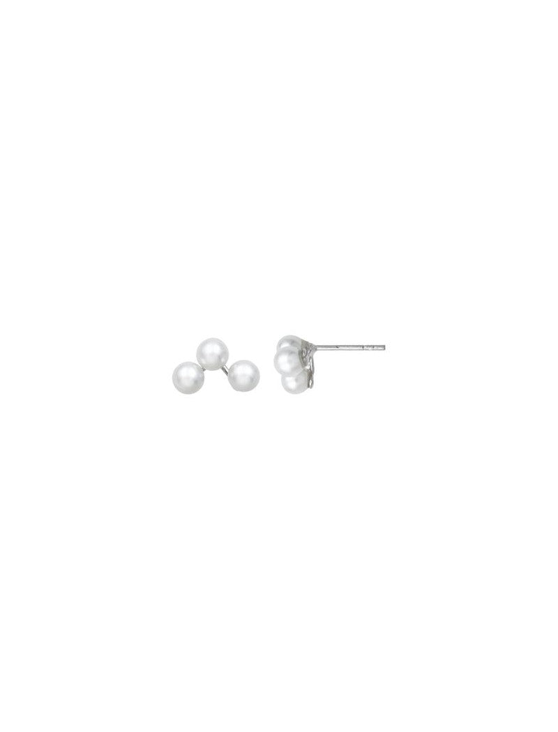 BOUCLES D'OREILLES ARGENT RHODIE - PERLE SYNTHETIQUE