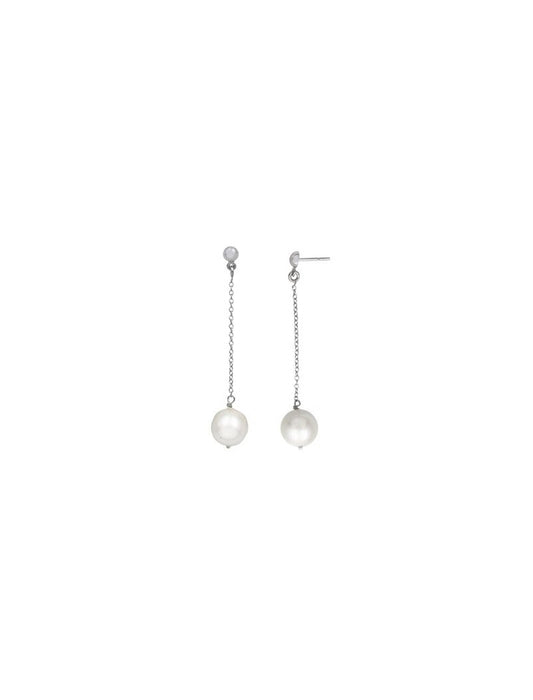 BOUCLES D'OREILLES ARGENT RHODIE - PERLE SYNTHETIQUE